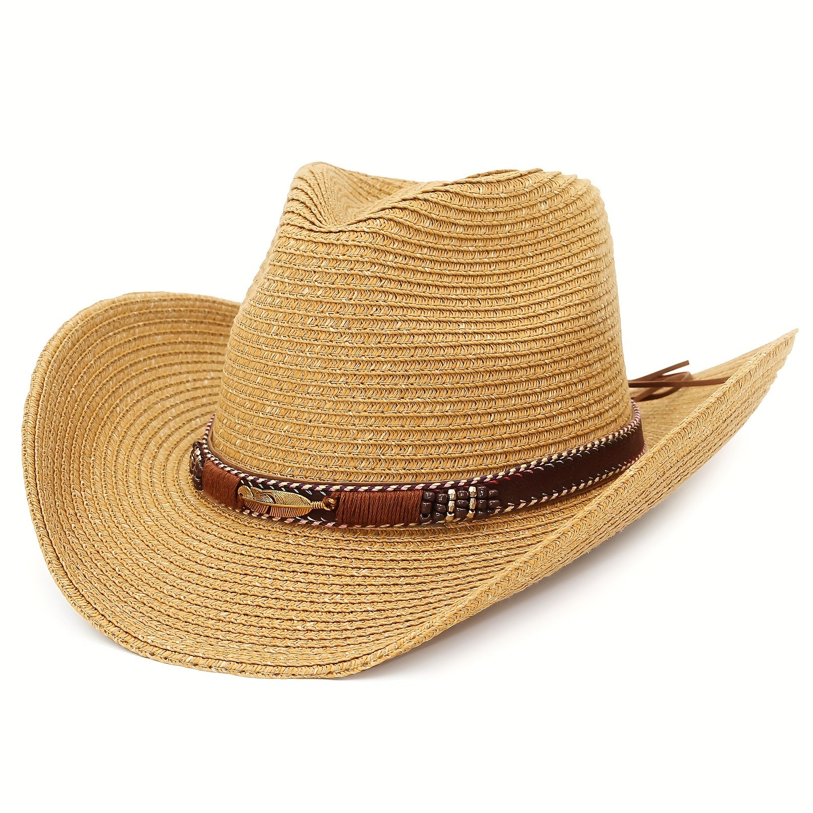Khaki Sunshade Cowboy Hat for Outdoor Beach Travel