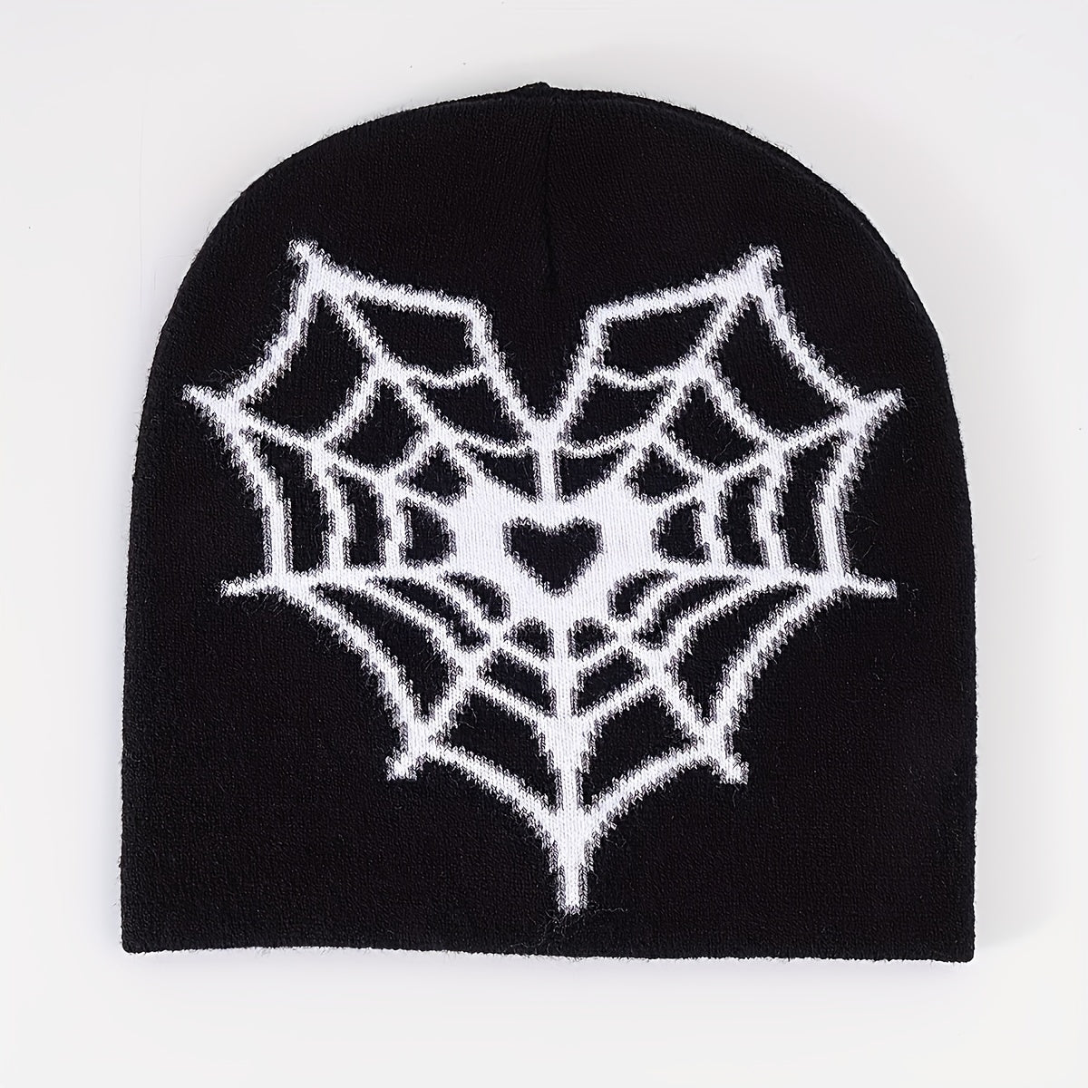 Heart Spider Web Beanie Gothic Knit Hat Y2K Skull Cap Warm Elastic Beanies