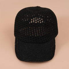 Hollow Crochet Baseball Cap Solid Breathable Sports Sun Hat