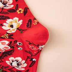 Floral Pattern Cotton Mid Tube Socks for Sports