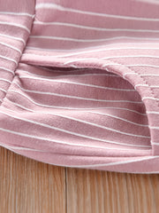 Girls Casual Striped Pants with Cartoon Print