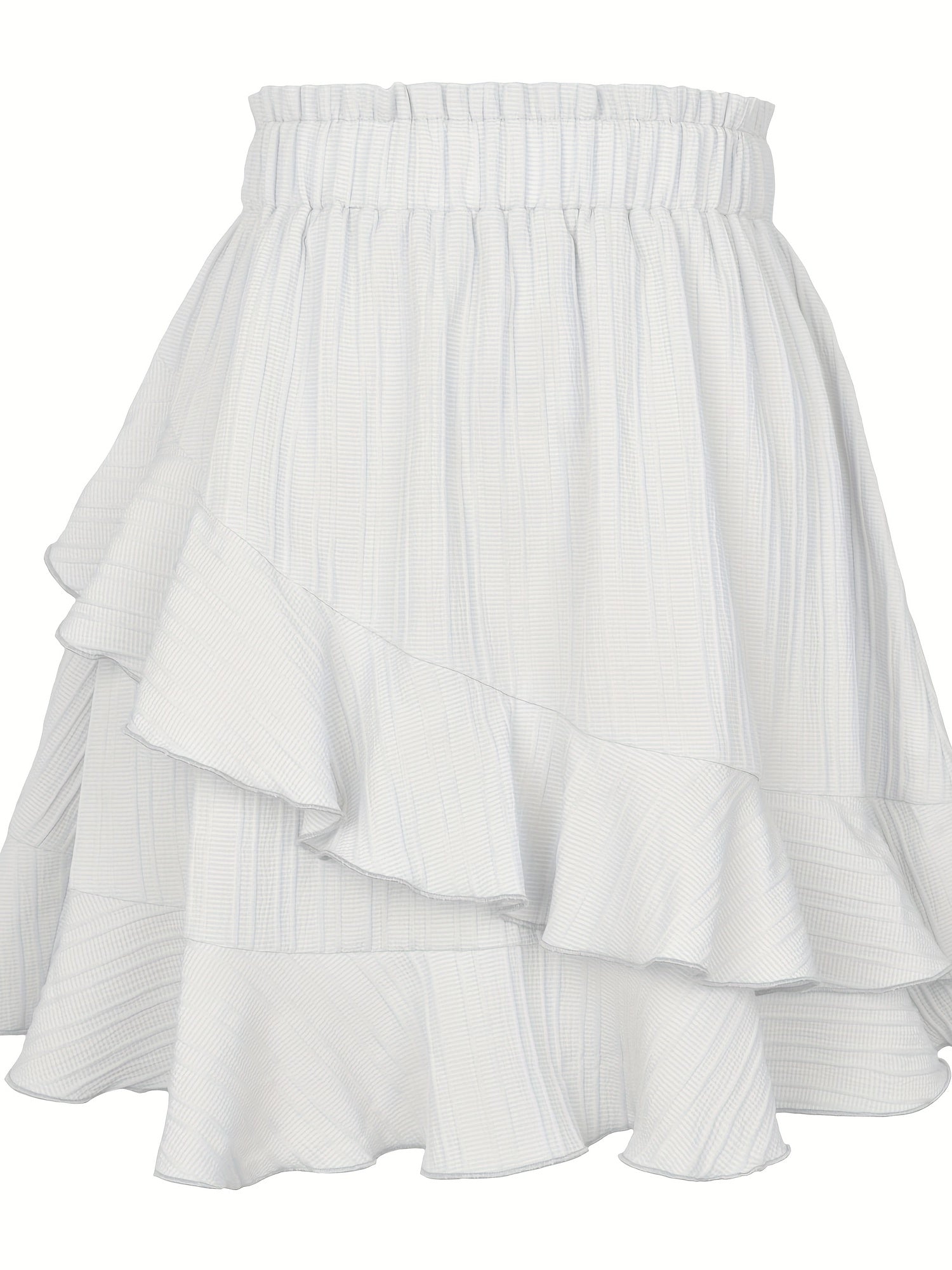 Boho Ruffle Trim Tiered Skirt High Waist Elastic Layered Sexy Skirt
