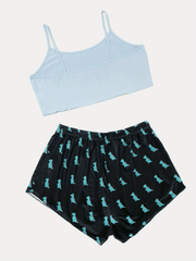Women's Plus Dino Print Cami Top & Shorts Pajama Set