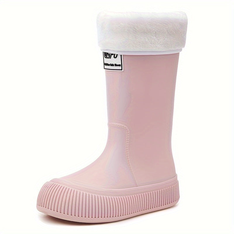 Women's Waterproof Rain Boots High Tube Warm Work Shoes