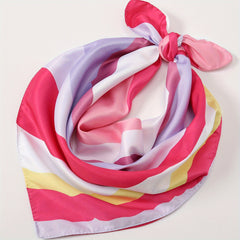 Colorful Striped Square Scarf Printed Casual Bandana Woman Neckerchief