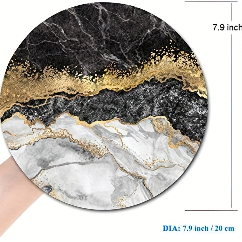 Waterproof Marble Round Mouse Pad Non Slip Rubber Base Mouse Pad