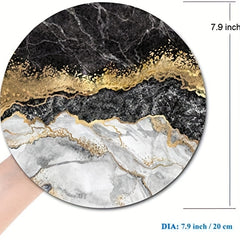 Waterproof Marble Round Mouse Pad Non Slip Rubber Base Mouse Pad
