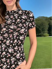 Floral Print Bodysuit Short Sleeve Summer Women's Clothing