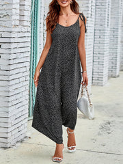 Polka Dot Spaghetti Jumpsuit Wide Leg Long Length Women's Clothing
