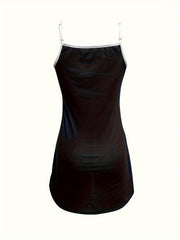Leopard Stitching Slip Lounge Dresses V Neck Colorblock Home Dress