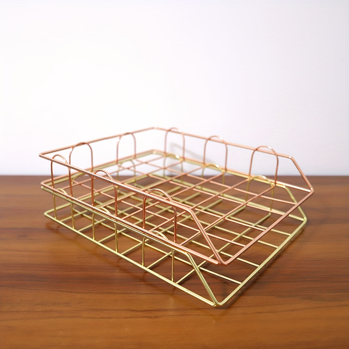 2pcs Iron File Storage Basket Office Table Supplies Metal Data Shelf Storage