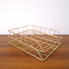 2pcs Iron File Storage Basket Office Table Supplies Metal Data Shelf Storage