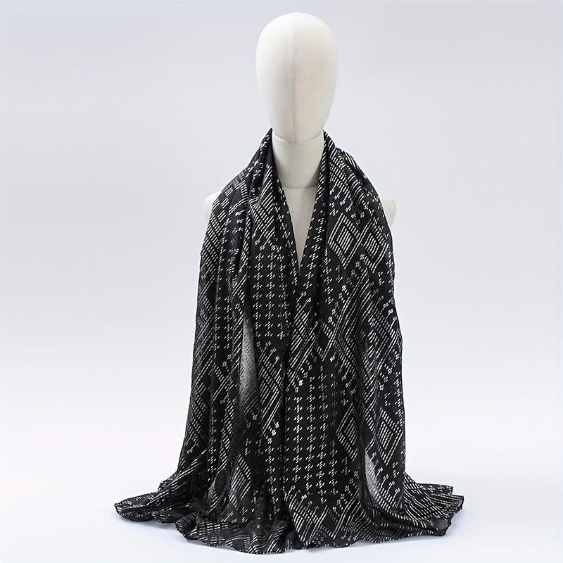 Hot Stamping Hijab Vintage Solid Scarf Women Turban Boho Shawl