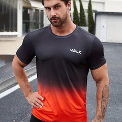 Gradient Short Sleeves Crew Neck Pullover Shirt for Men - Quick Dry Tee