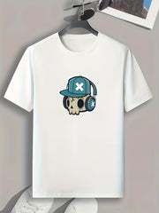 Skull Print Men's Graphic Tee for Summer