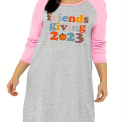 Casual Colorful Letter Print Sleep Dress