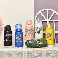 Cartoon Insulated Water Bottle 18oz with Straw Stainless Steel Travel Cup