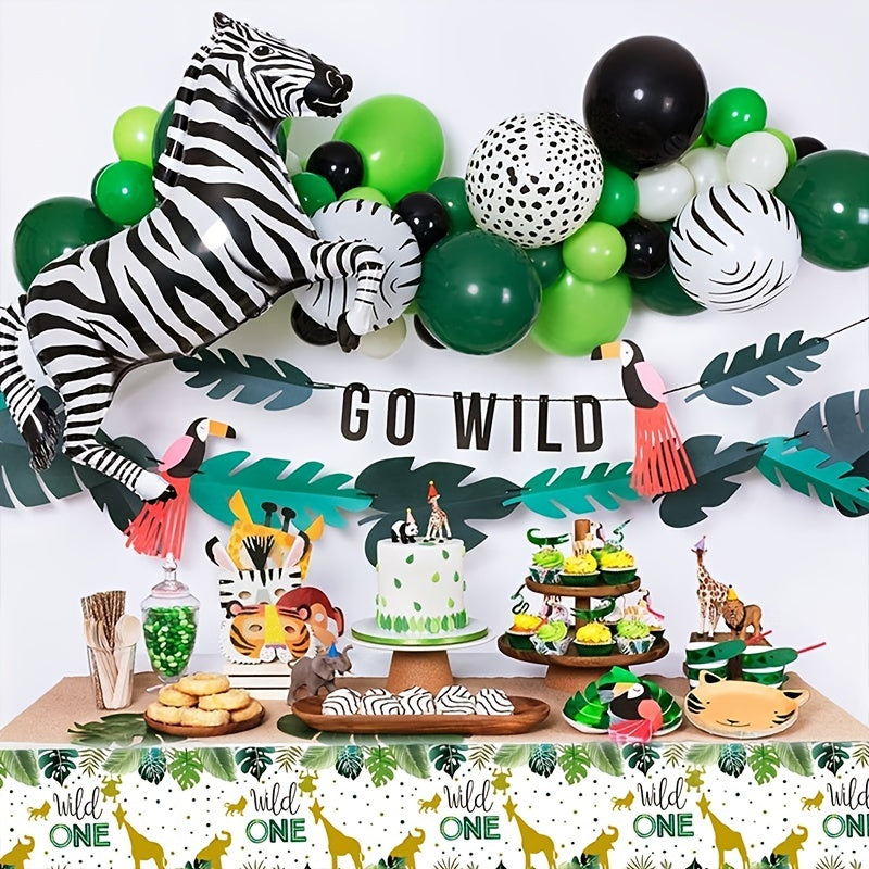 Wild One Jungle Animals Disposable Tablecloth Party Decoration