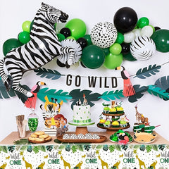 Wild One Jungle Animals Disposable Tablecloth Party Decoration