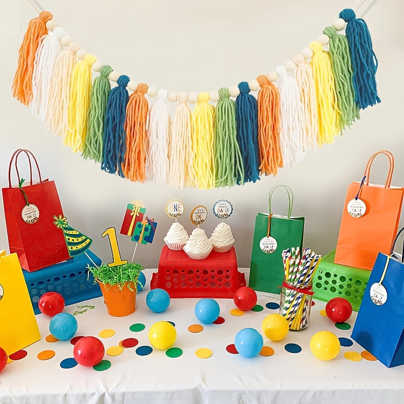 Colorful Rainbow Tassel Carnival Garland Wall Hanging Fall Decor