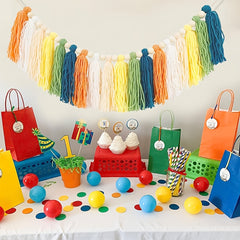 Colorful Rainbow Tassel Carnival Garland Wall Hanging Fall Decor