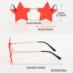 3 Pairs Men's Rimless Sunglasses Set - Heart Star Shaped Decorative Accessories