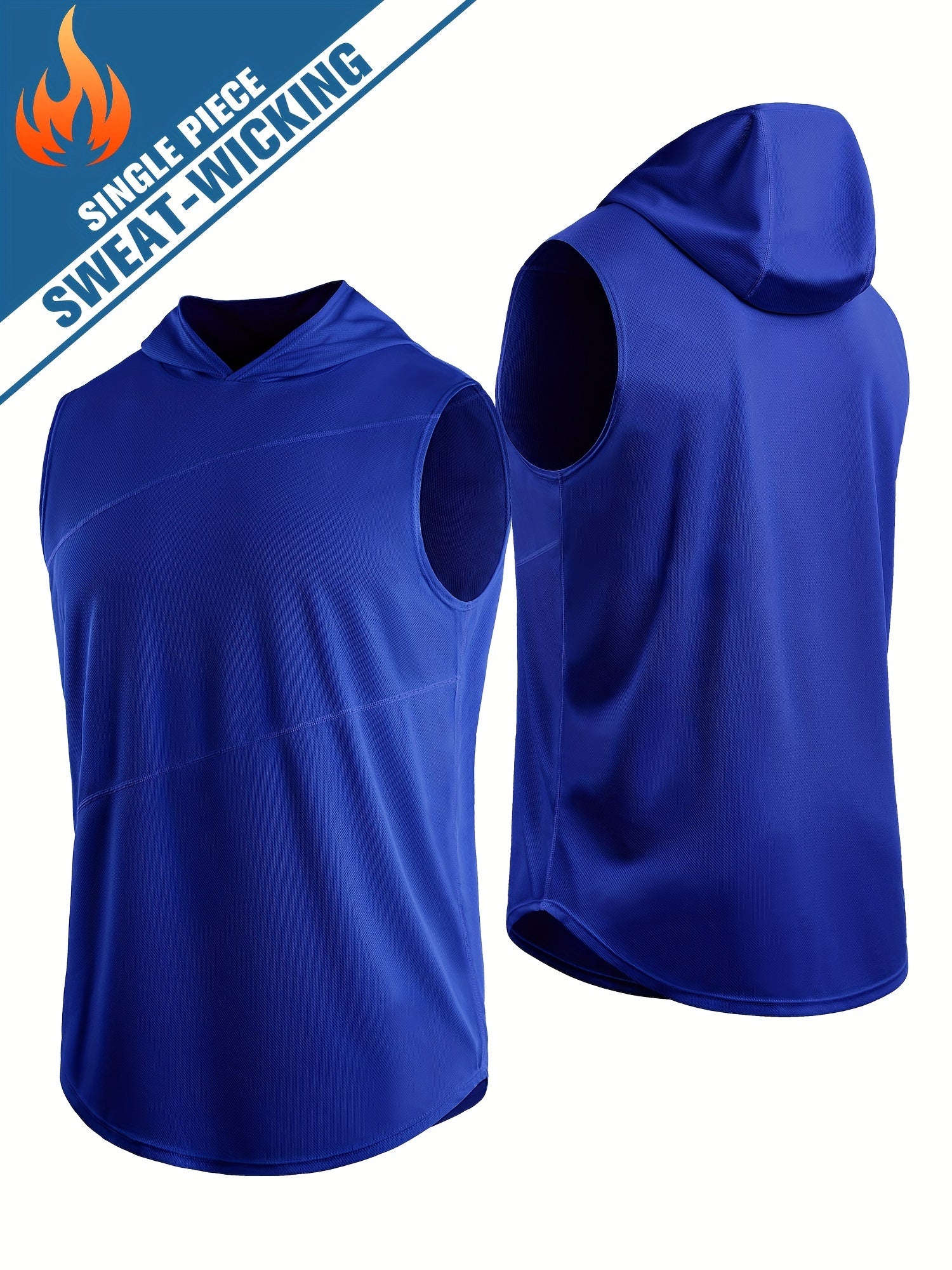 Men's Hooded Sleeveless Tank Top Quick Drying Lightweight Sports Vest