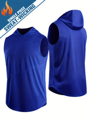 Men's Hooded Sleeveless Tank Top Quick Drying Lightweight Sports Vest