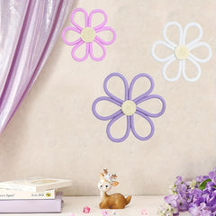 Set of 3 Purple Daisy Wall Decorations - Home Office Dorm Room Decor