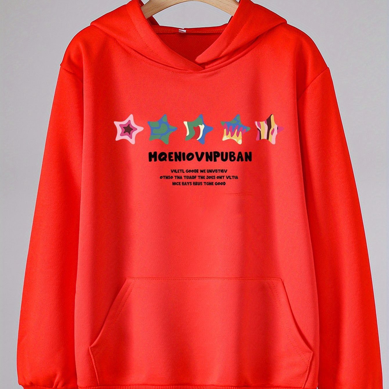 Creative Stars Graphic Hoodies Girls Comfy Hooded Sweatshirt With Pocket