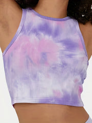 Tie Dye Crop Tank Top Crew Neck Summer Sleeveless Top Women's Clothing