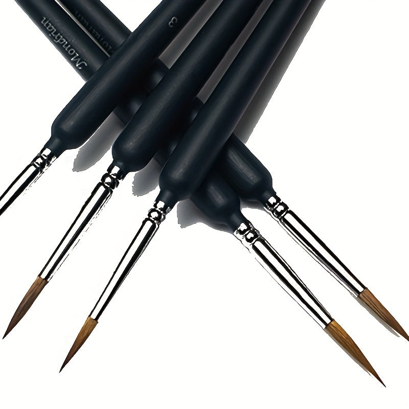 Set of 3 Fine Detail Paint Brushes for Outlining and Practicing