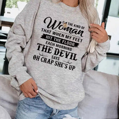 Letter Print Crew Neck Sweatshirt for Women