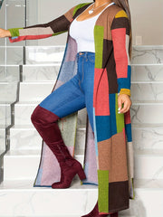 Women's Casual Cardigan Patchwork Long Sleeve Open Front