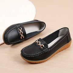 Women's Rhinestone Chain Flat Shoes Slip On Loafers