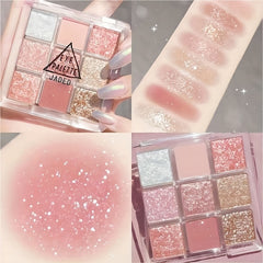 9 Shades Earth Tone Eyeshadow Palette Glitter Pearly Matte High Pigmented