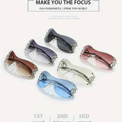Y2K Snake Charm Sunglasses Gradient Rimless UV400