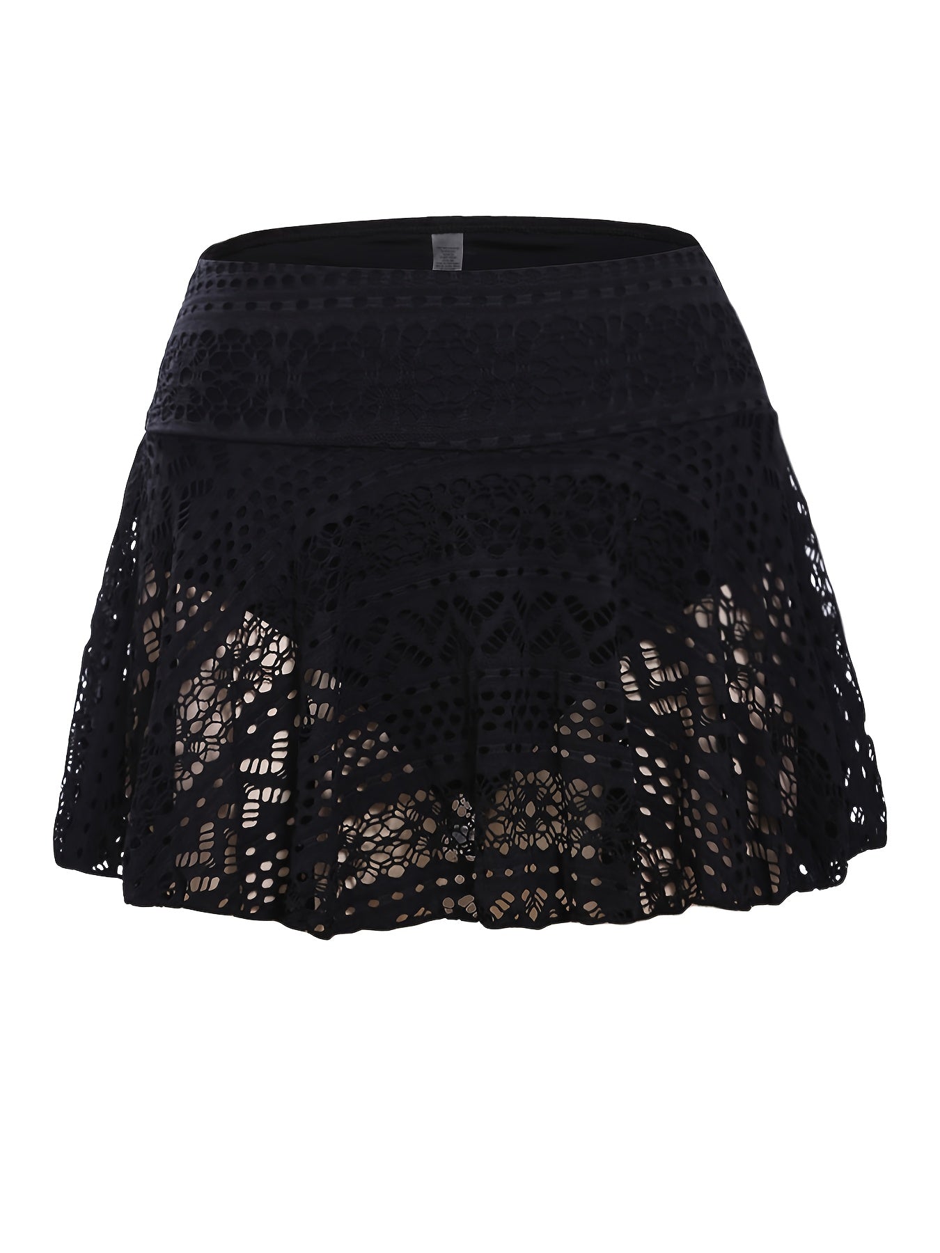 Crochet Lace Swim Bottoms Skirted Eyelet Skort Bikini Swimsuit
