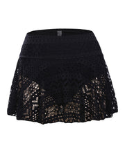 Crochet Lace Swim Bottoms Skirted Eyelet Skort Bikini Swimsuit