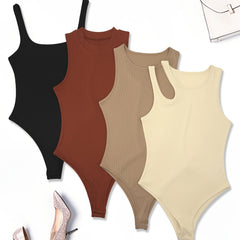 Ribbed Knit Bodysuit 4 Pack Sleeveless Casual Bodysuits