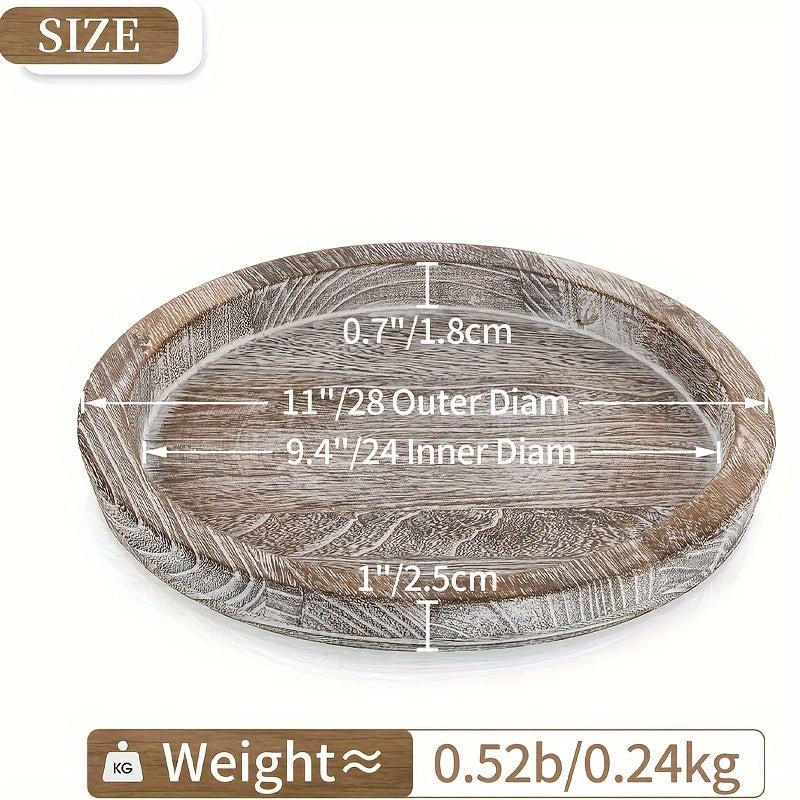 2pcs Wooden Serving Tray Decorative Centerpiece Holder Trays Kitchen Count