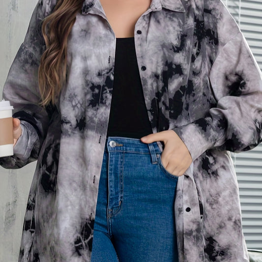Tie Dye Long Sleeve Button Up Blouse
