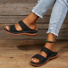 Open Toe Summer Wedge Sandals Arch Support Thick Sole