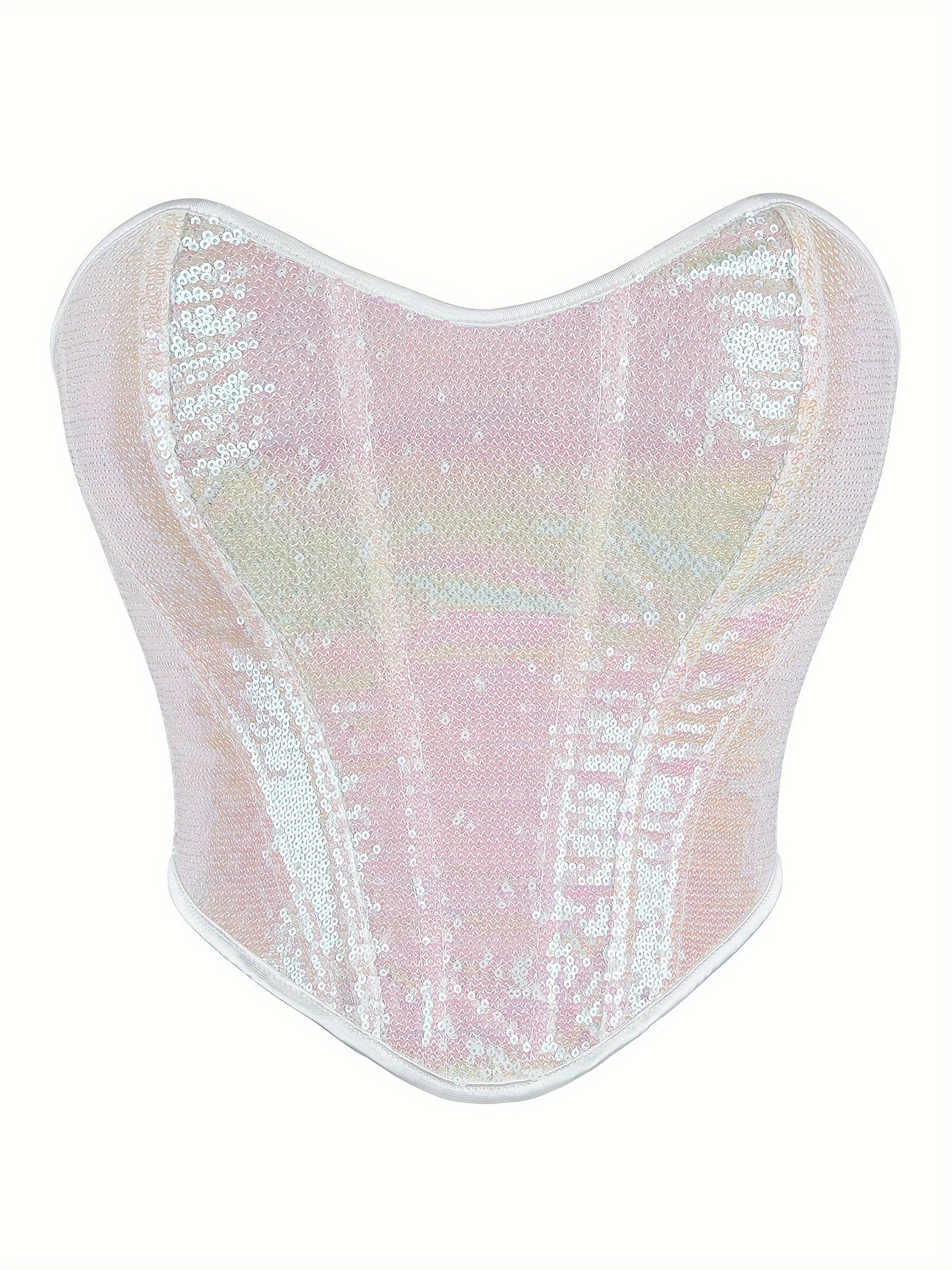 Sequin Strapless Corset Bustier Tummy Control Lace Up Slimmer Body Shaper