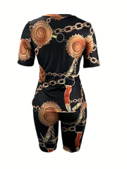 Chain Print Tee & Shorts Set