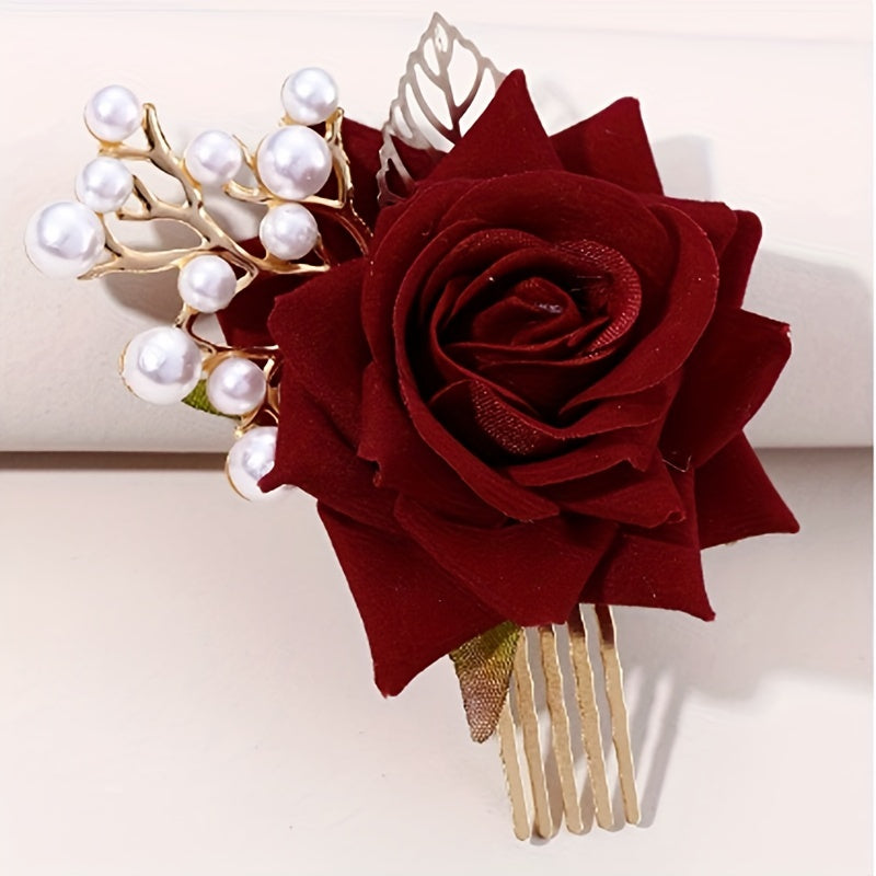 Rose Flower Hair Combs Bridal Tiaras Floral Headpiece Wedding Bride Accessories
