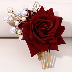 Rose Flower Hair Combs Bridal Tiaras Floral Headpiece Wedding Bride Accessories