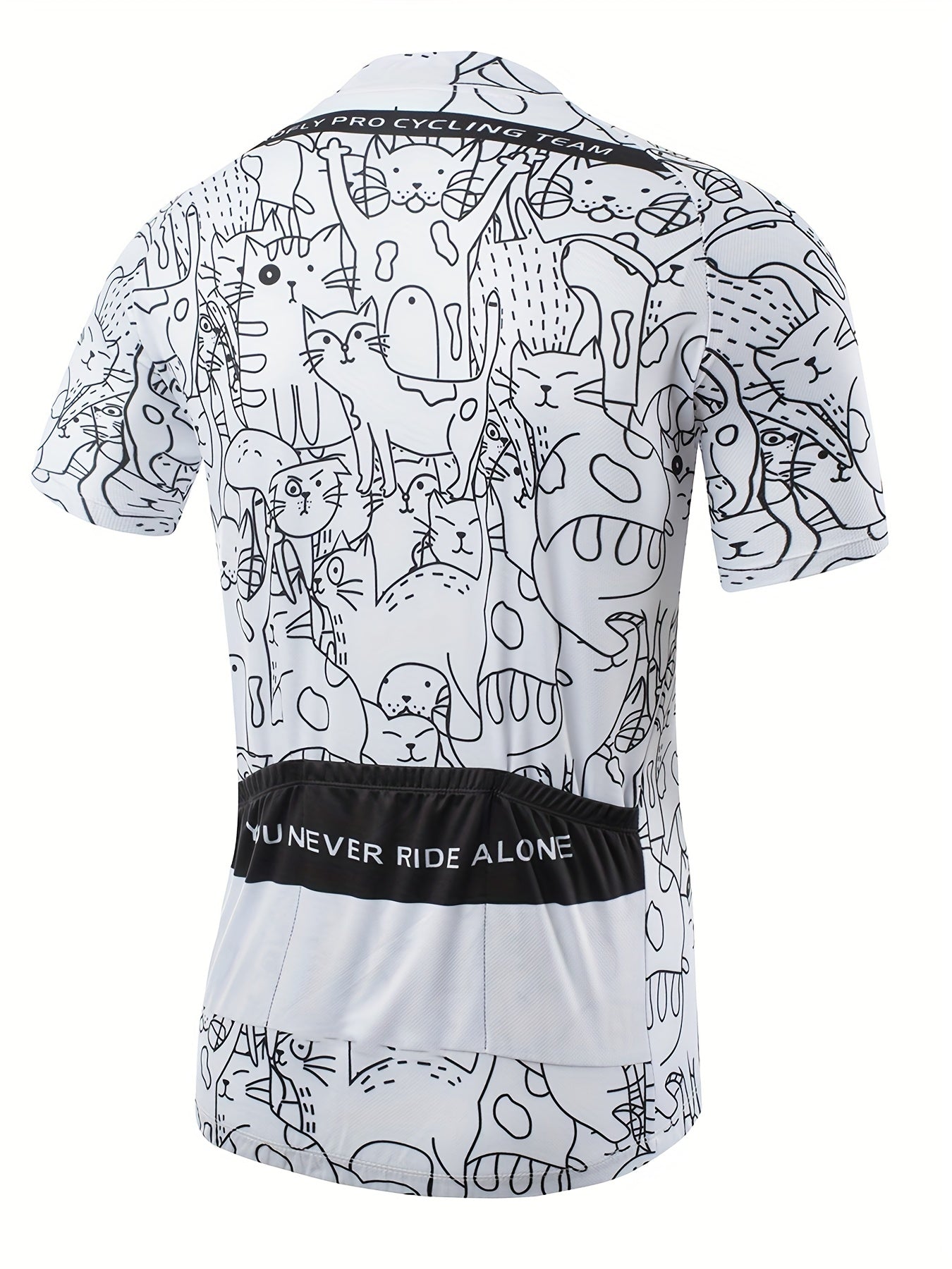 Men's Cat Cycling Jersey Short Sleeve Quick Drying Zip Up Shirt