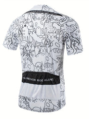 Men's Cat Cycling Jersey Short Sleeve Quick Drying Zip Up Shirt