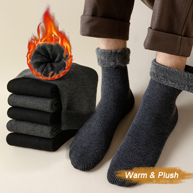 5 Pairs Winter Casual Warm Mid calf Socks